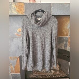 White + Warren 100% Cashmere Grey and White Cowl Neck Sweater Size Medium